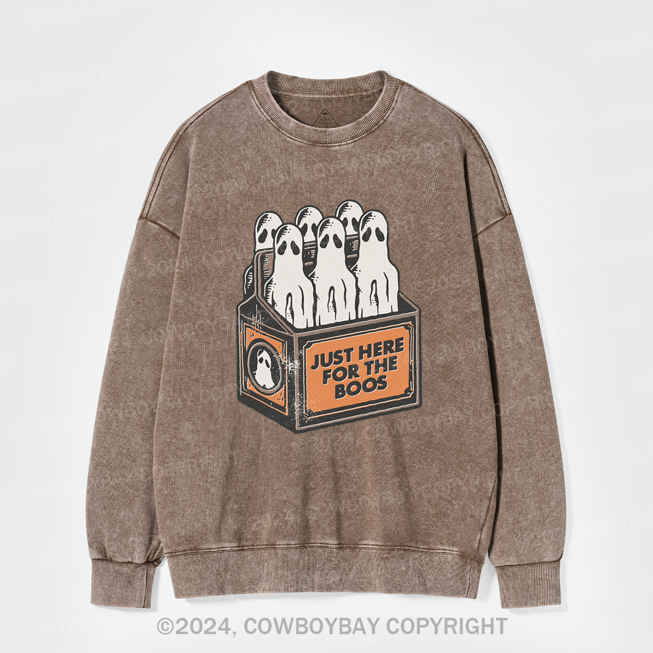 Here For The Boos 6 Pack Booze Ghost Beer Bottles Washed Sweatshirts
