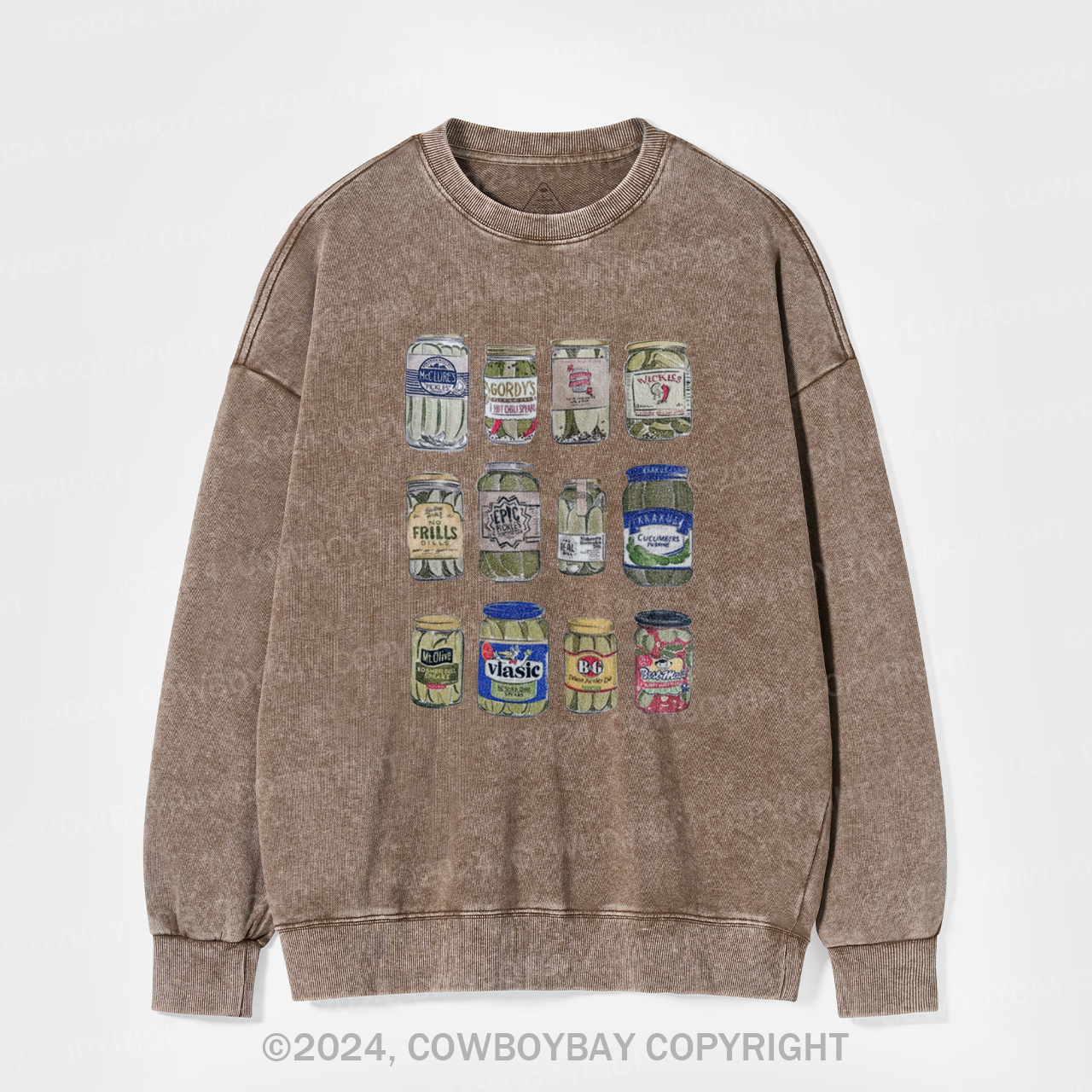Vintage Canned Pickles Funny Washed Sweatshirts