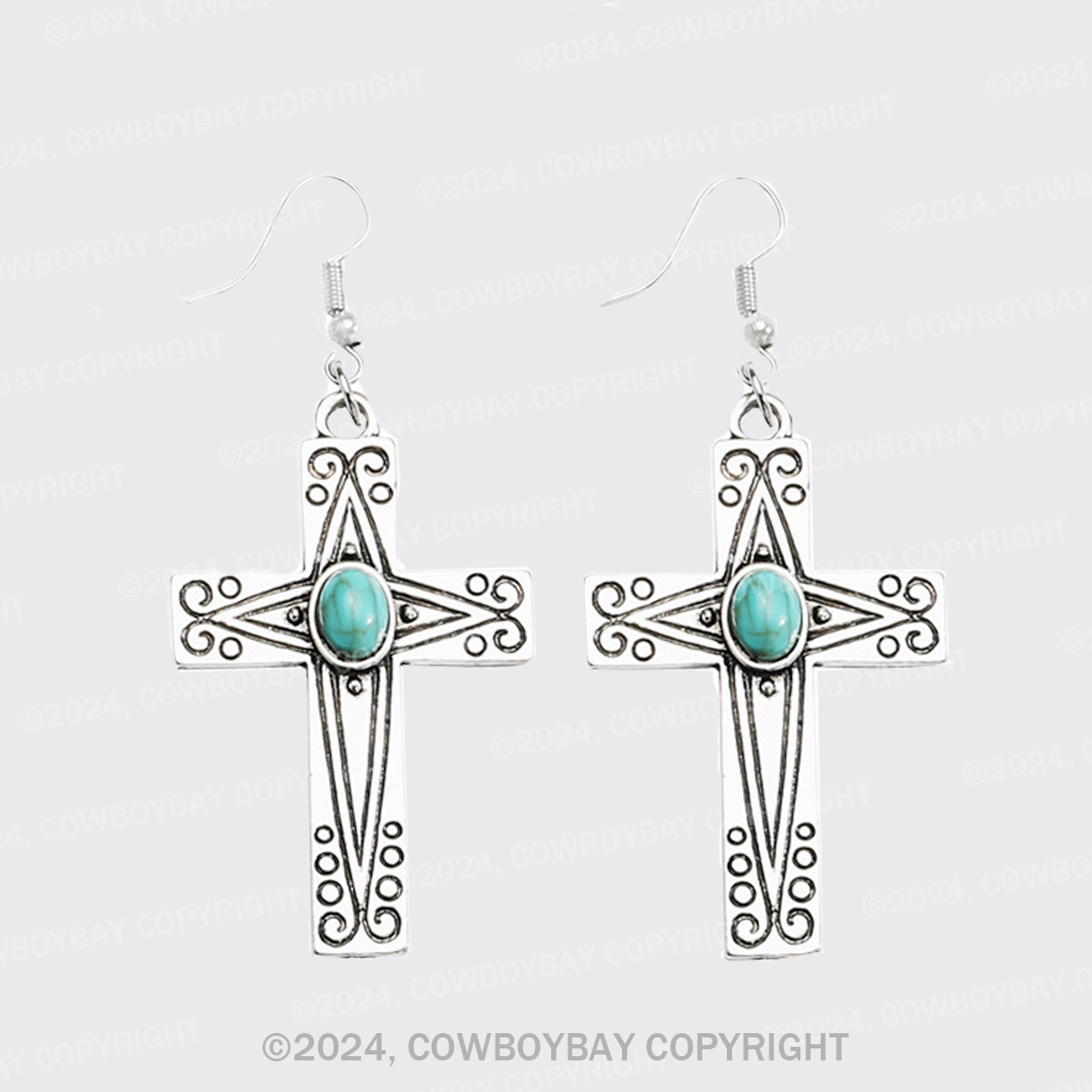 Vintage Cross Turquoise Earrings