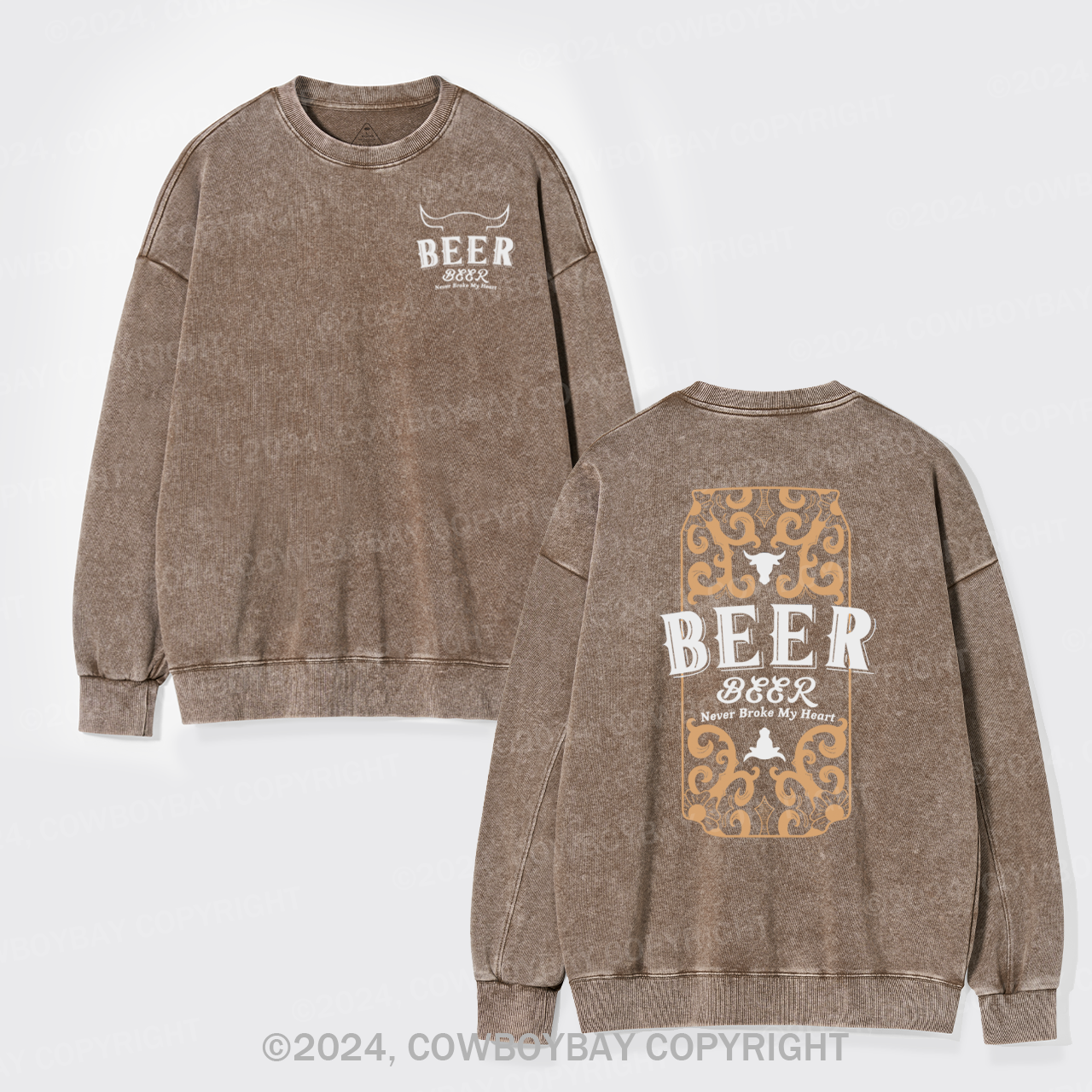 Bull's Head With Beer Washed Sweatshirts