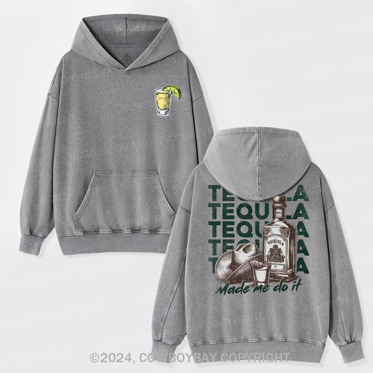 Cute Tequila Shot Lover Garment-Dye Hoodies