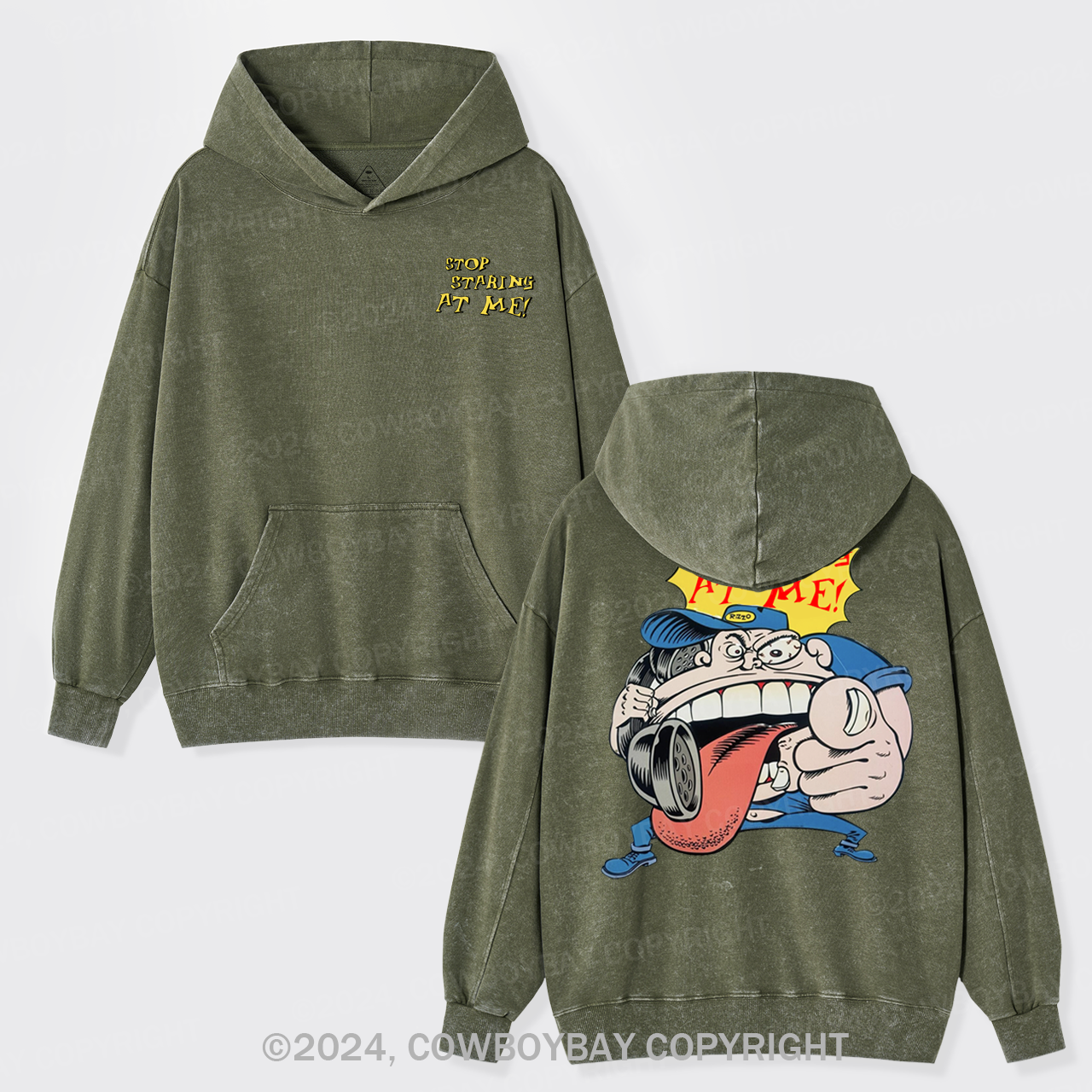 Stop Staring At Me Garment-Dye Hoodies