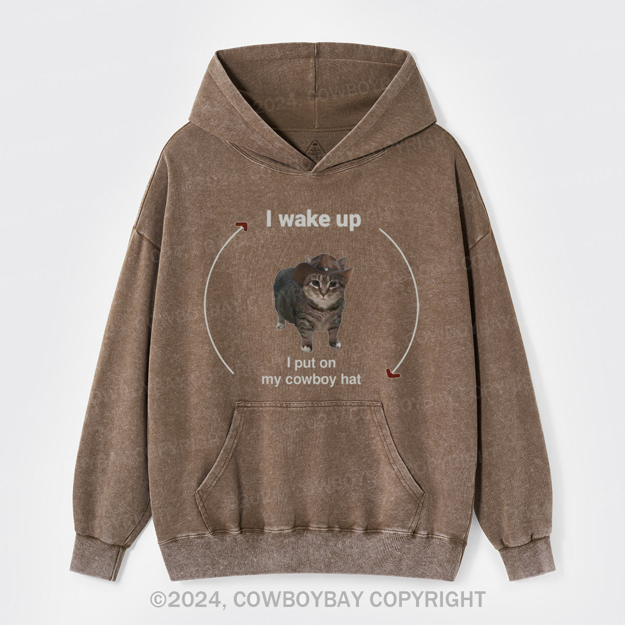 I Wake Up,I Put On My Cowboy Hat Garment-Dye Hoodies