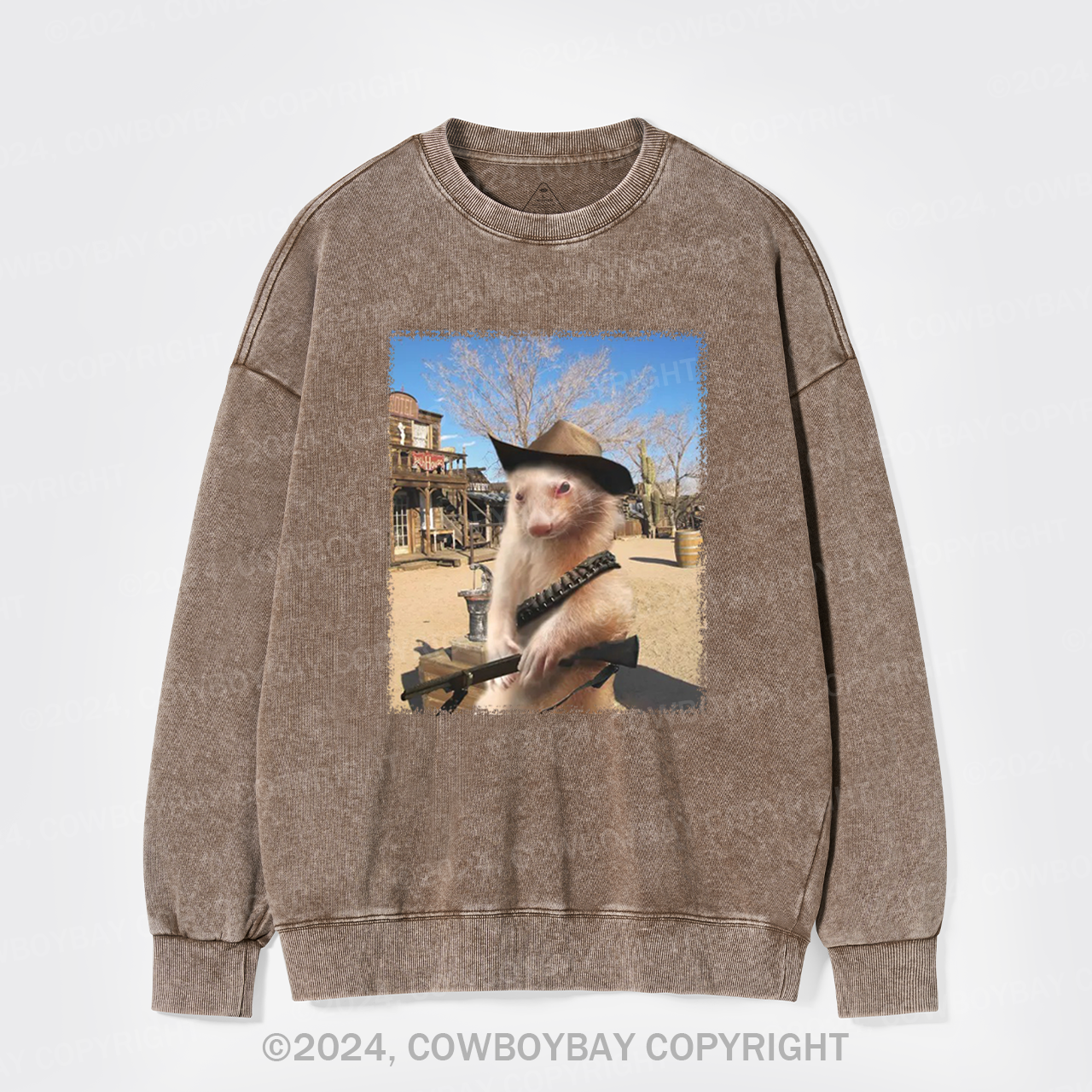 Funny Ferret Cowboy Washed Sweatshirts