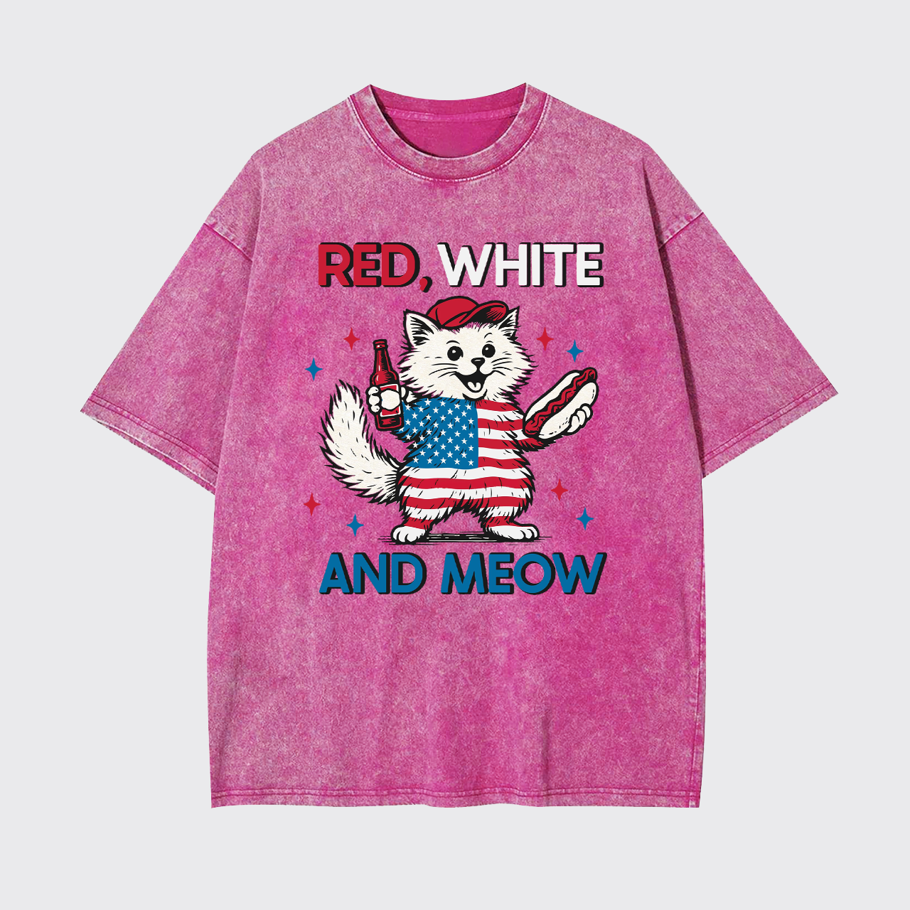 Funny Independence Day-Patriotic Cat Garment-dye Tees