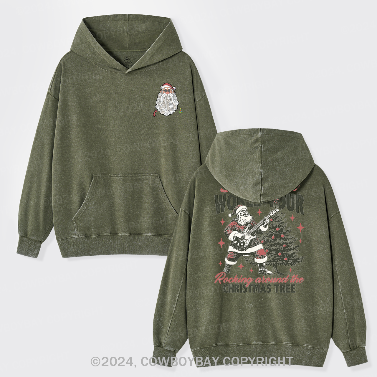 Retro Santa Claus Garment-Dye Hoodies