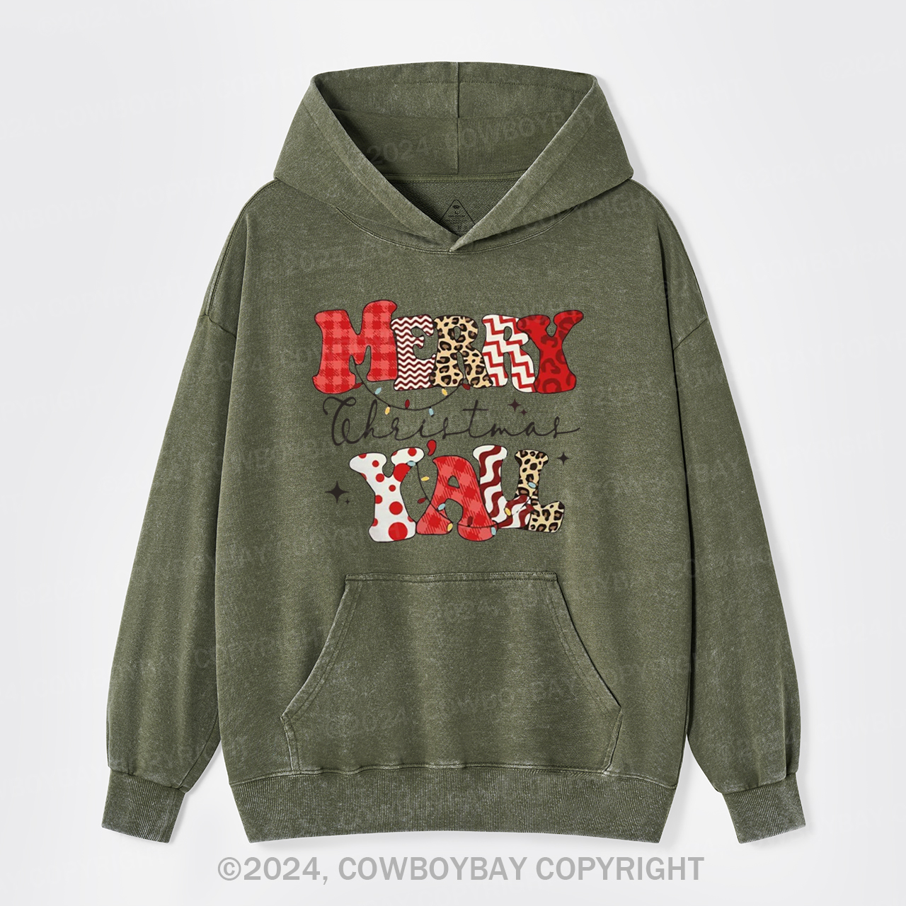 Merry Christmas Yall Garment-Dye Hoodies