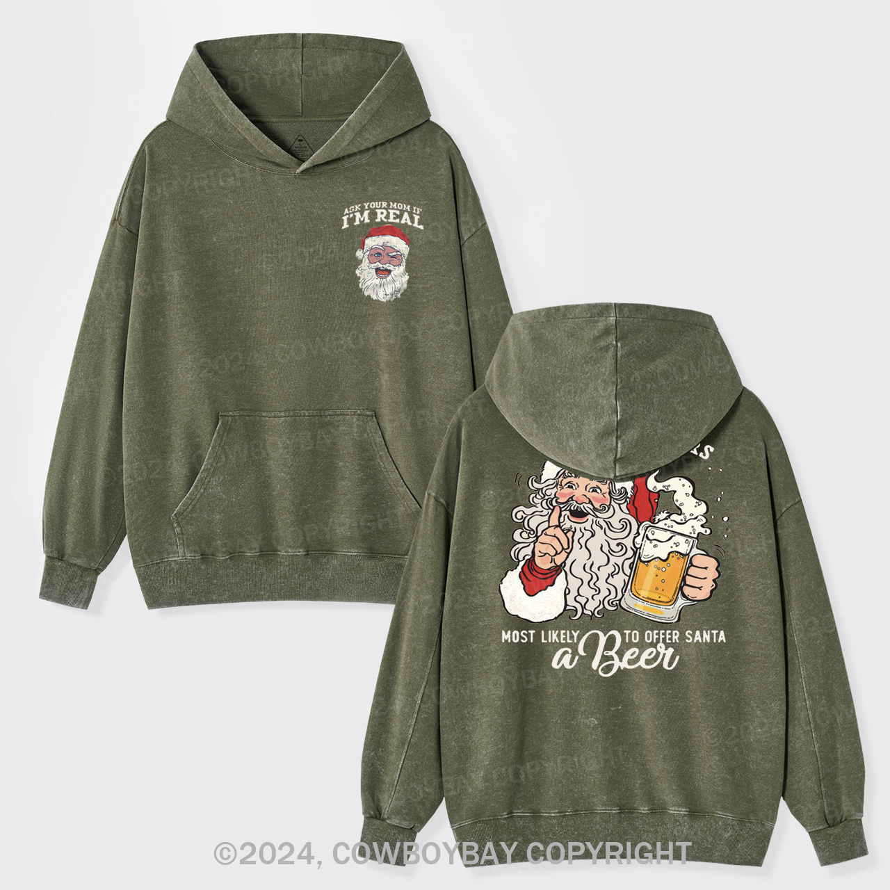 Most Likely To Offer Santa A Beer Garment-Dye Hoodies