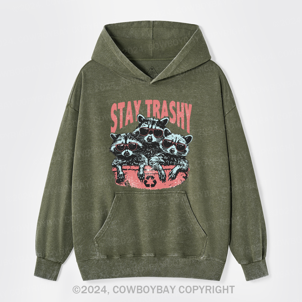 Raccoon Stay Trashy Garment-Dye Hoodies