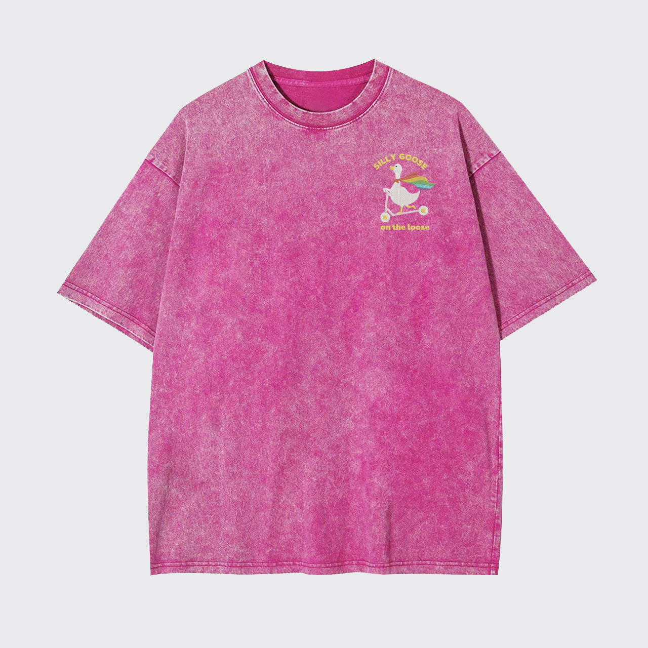 Rainbow Silly Goose Embroidered Garment-dye Tees