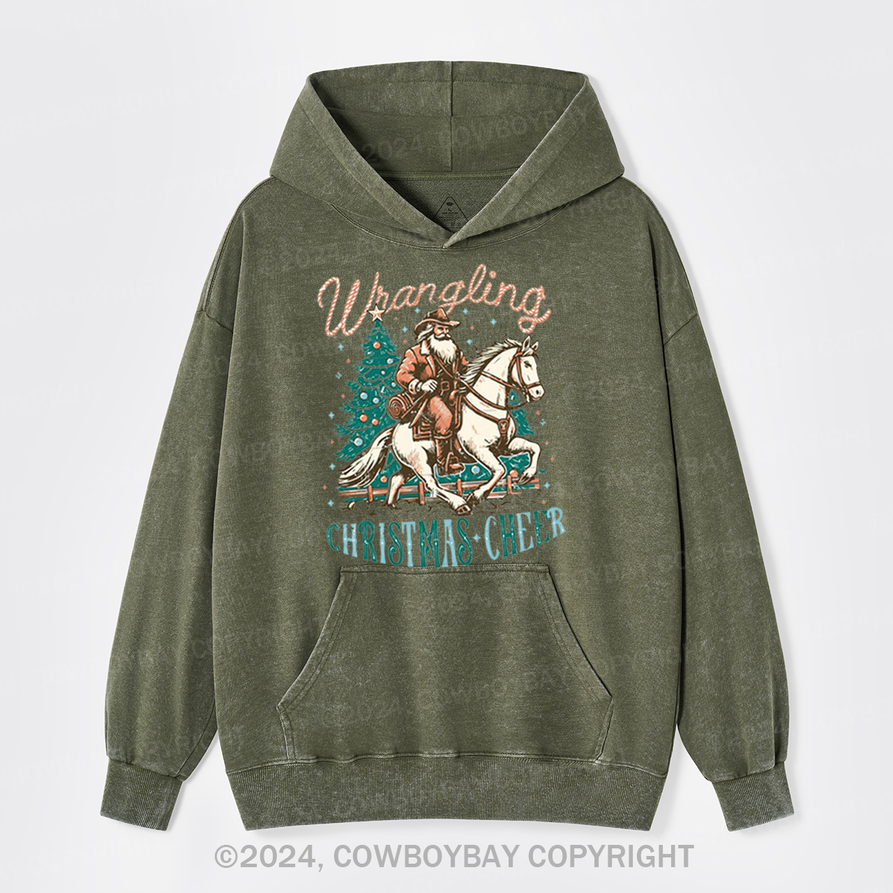 Western Christmas Santa Garment-Dye Hoodies
