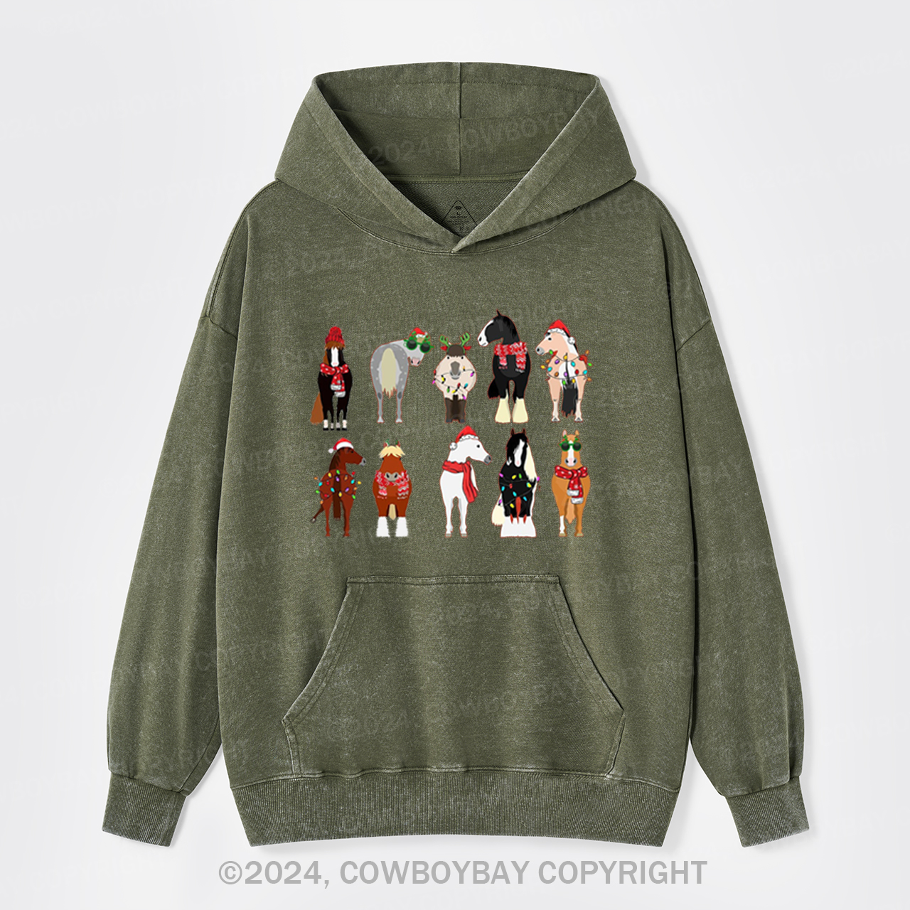 Christmas Farm Animals Garment-Dye Hoodies