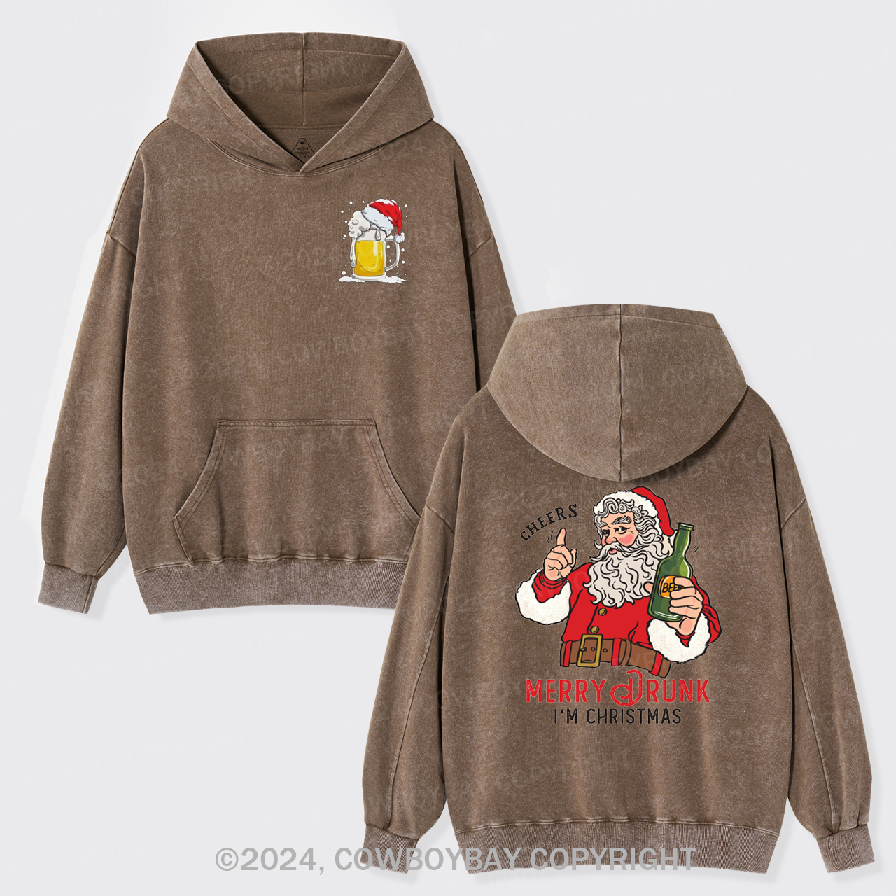 Merry Drunk,I'm Christmas-Santa Garment-Dye Hoodies