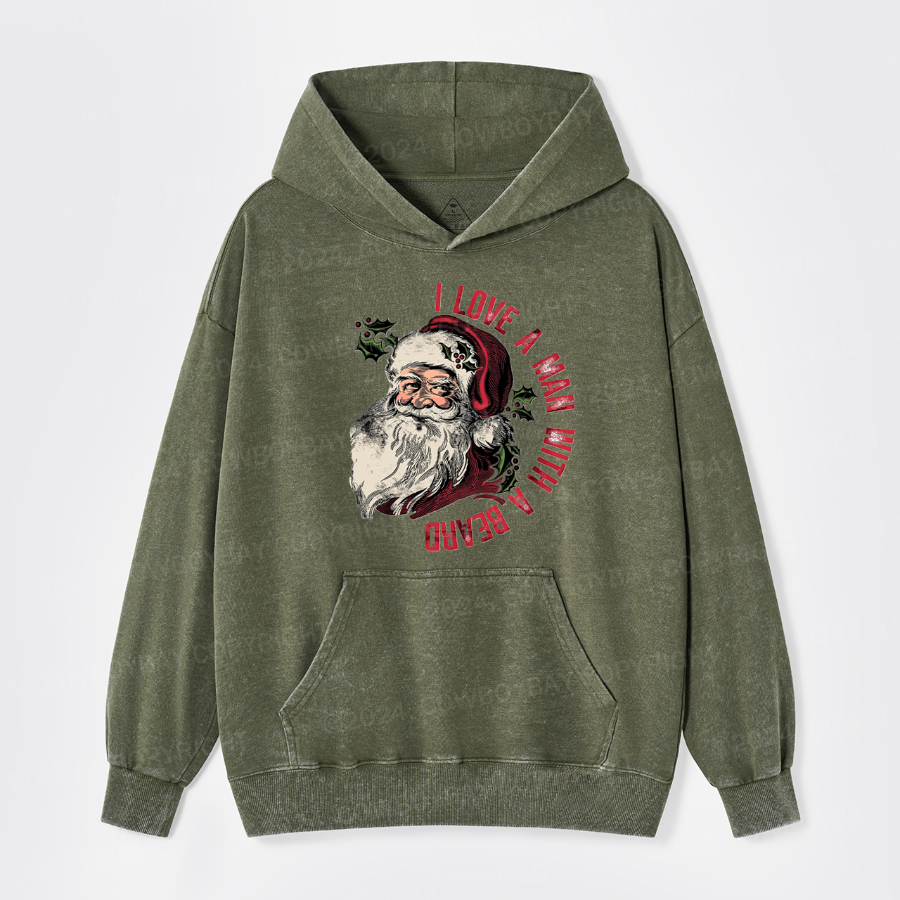 I Love A Man With A Beard Garment-Dye Hoodies