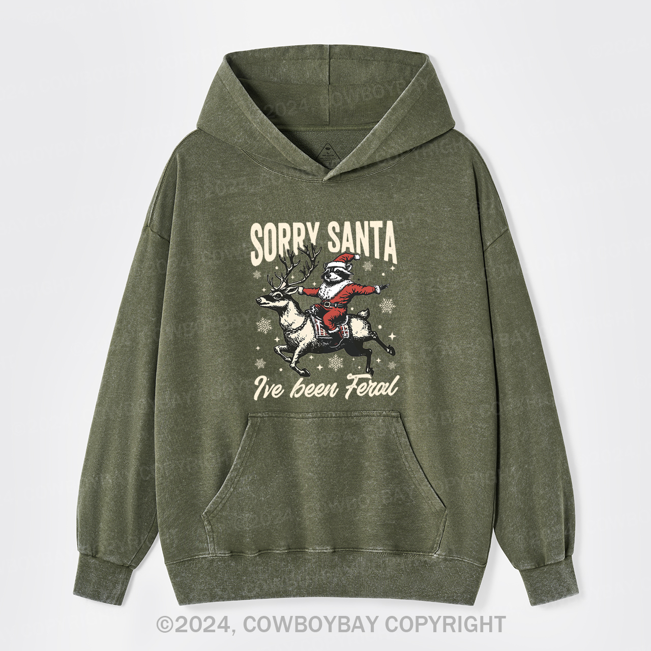 Sorry Santa,I've Been Feral Garment-Dye Hoodies