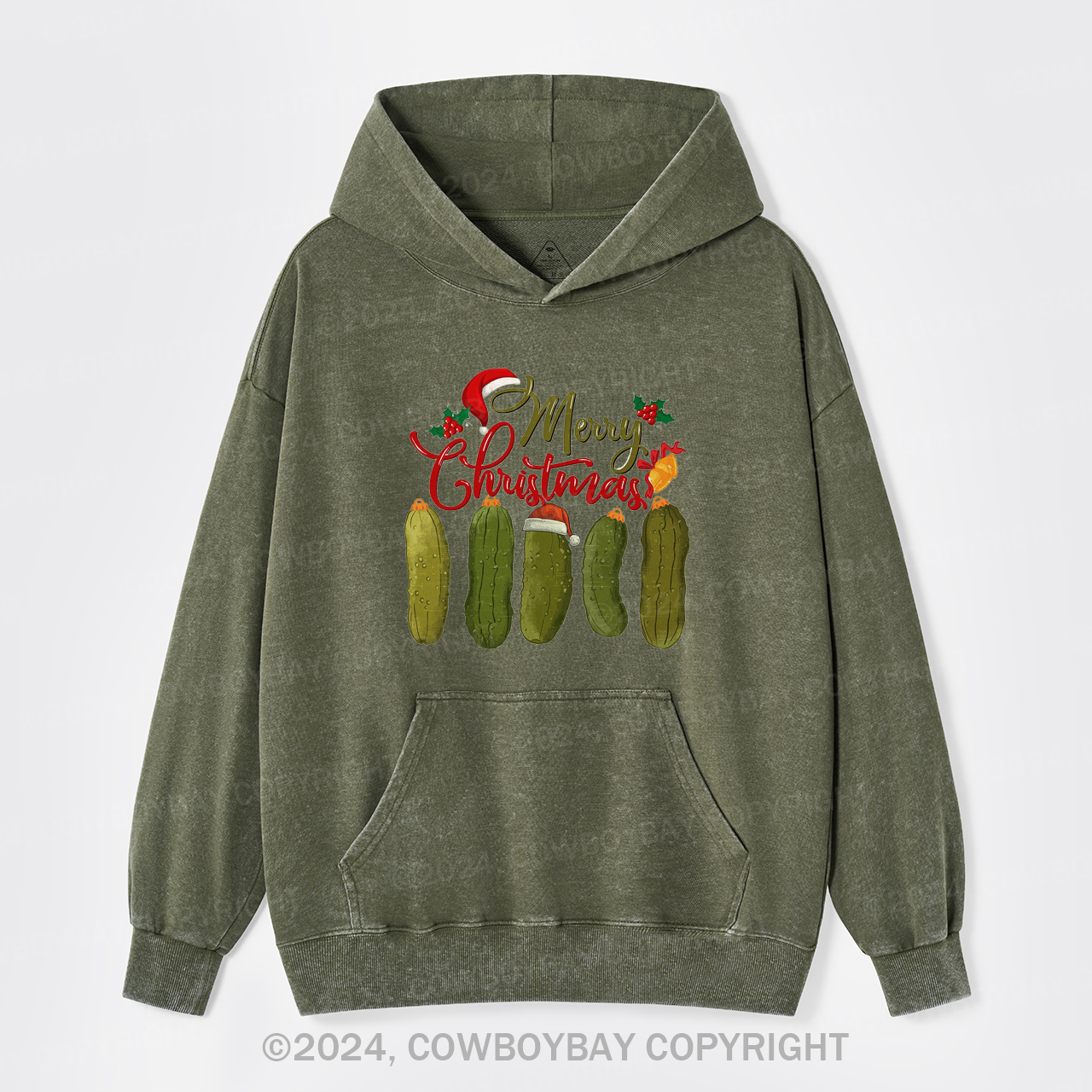 Pickles Merry Christmas Garment-Dye Hoodies