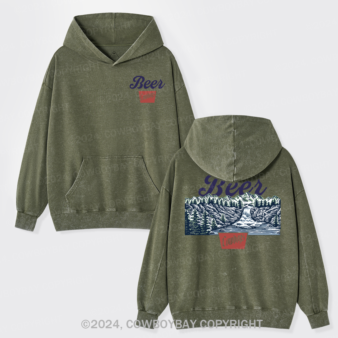 Beer Cowboys Garment-Dye Hoodies