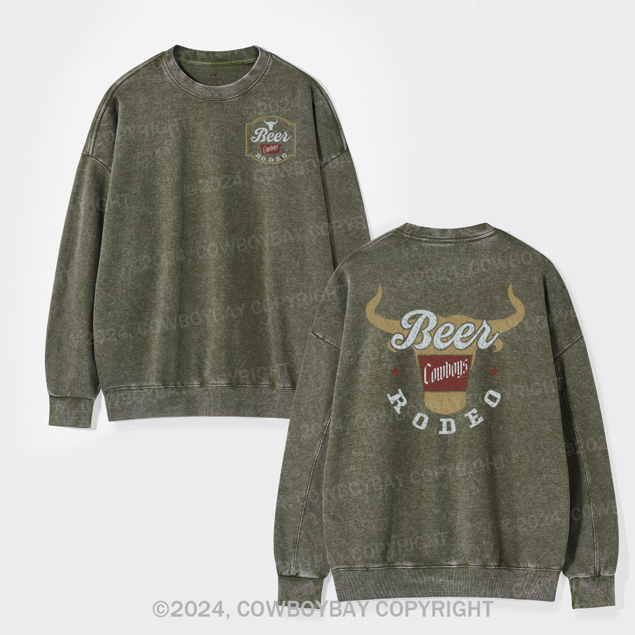New Beer Rodeo Cowboys Washed Sweatshirts