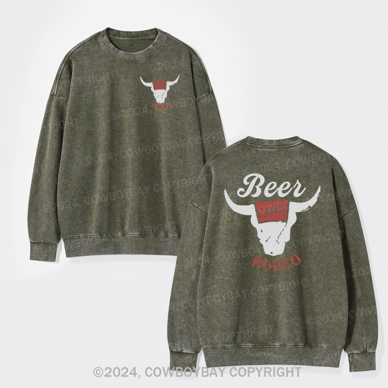 Retro Beer Rodeo Inspired Washed Sweatshirts