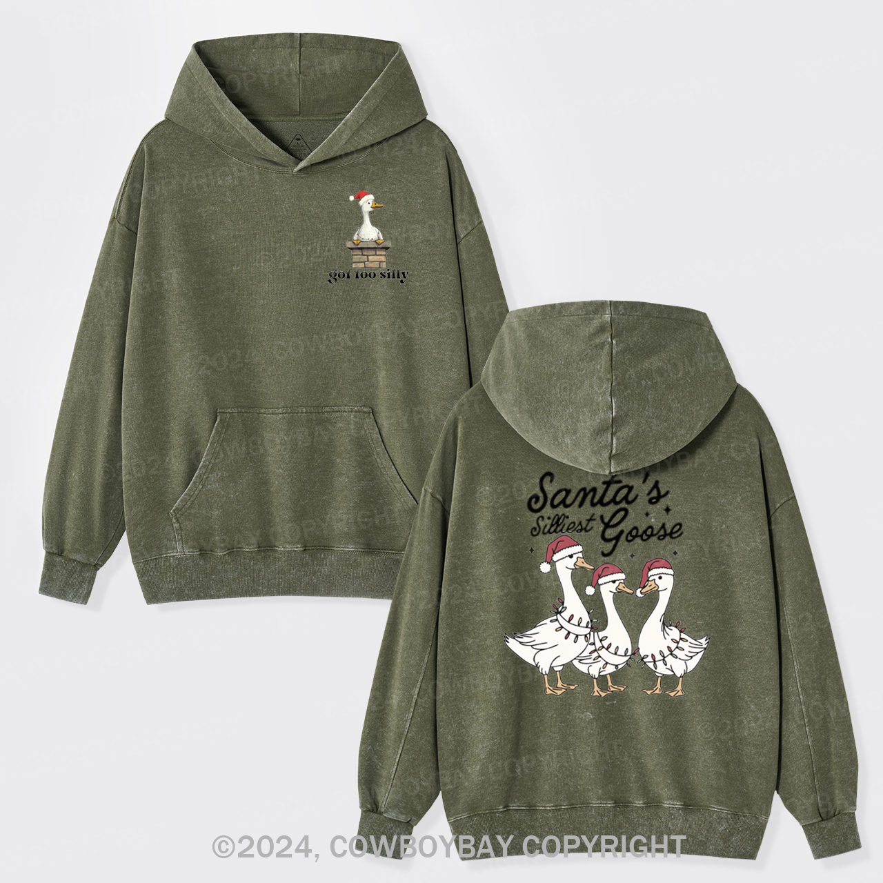 Santa's Silliest Goose Garment-Dye Hoodies