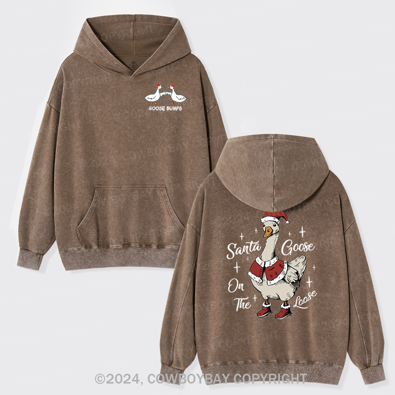 Santa Goose On The Loose Garment-Dye Hoodies