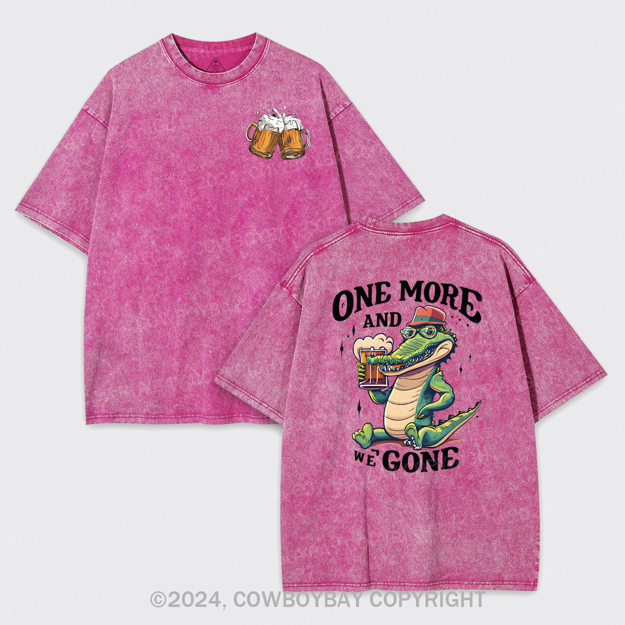 A Crocodile Drinking Beer Garment-dye Tees