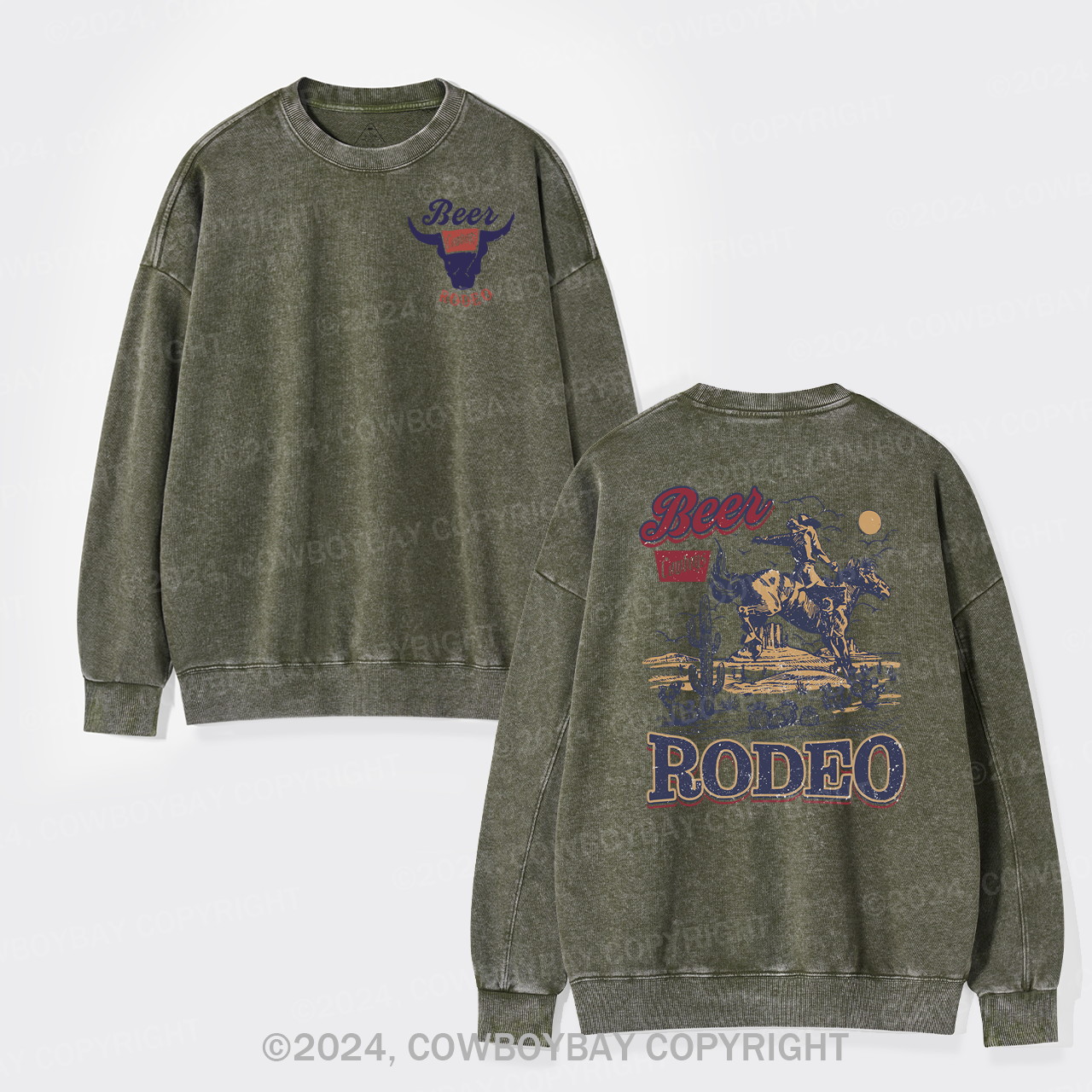 Beer Vintage Vibe Cowboy Washed Sweatshirts