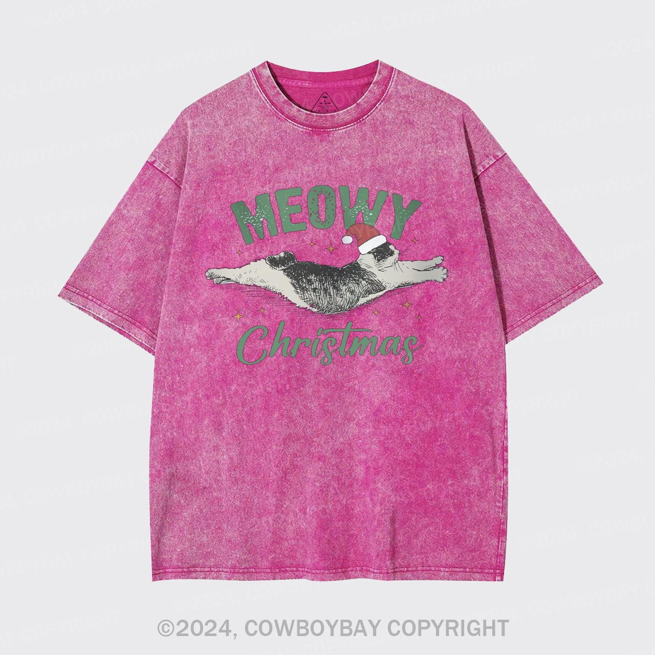 Funny Meowy Christmas Garment-dye Tees