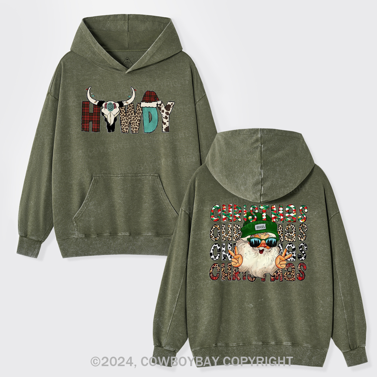 Cool Christmas Garment-Dye Hoodies