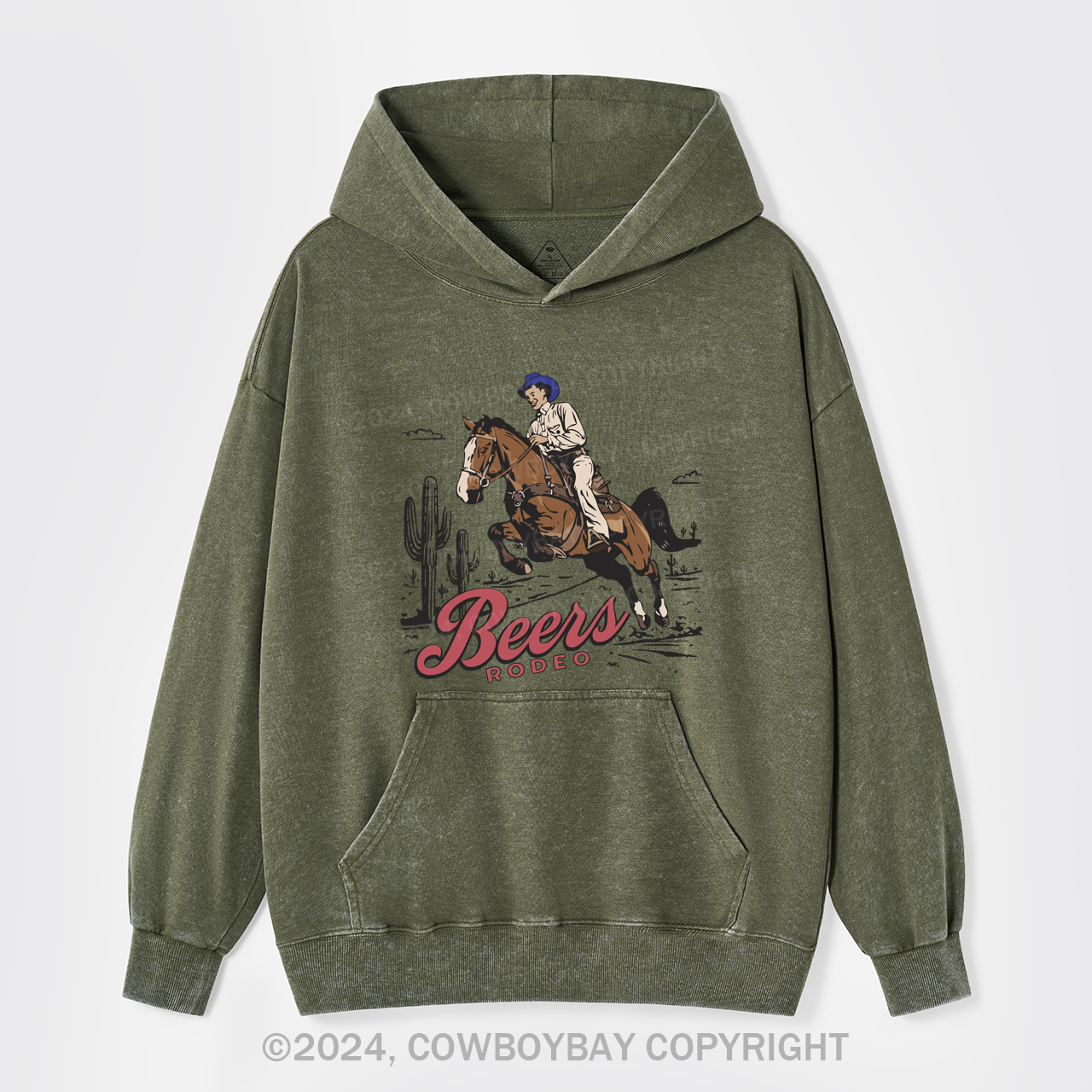 Vintage 90s Beers Retro Cowboy Garment-Dye Hoodies