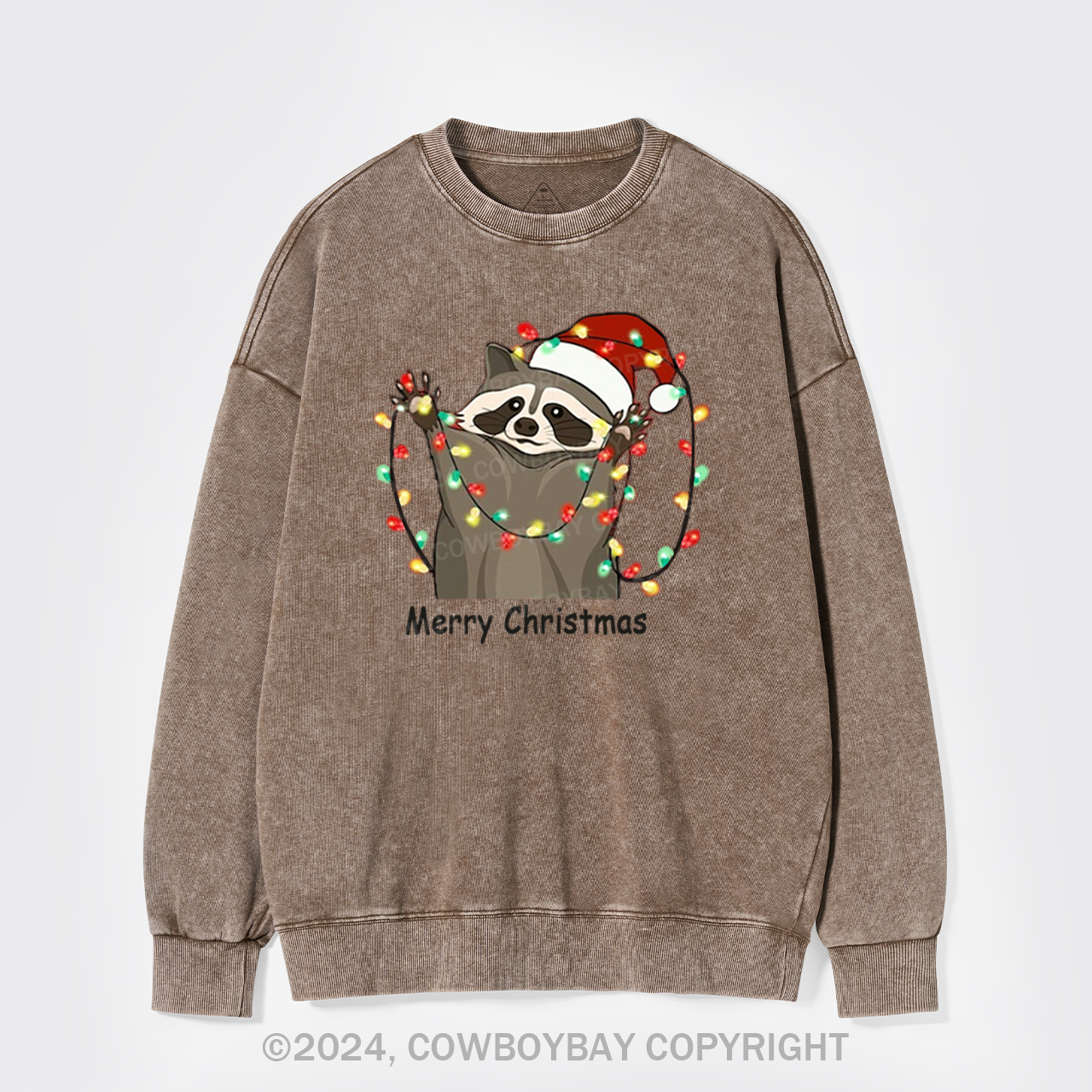 Christmas Racoon Washed Sweatshirts