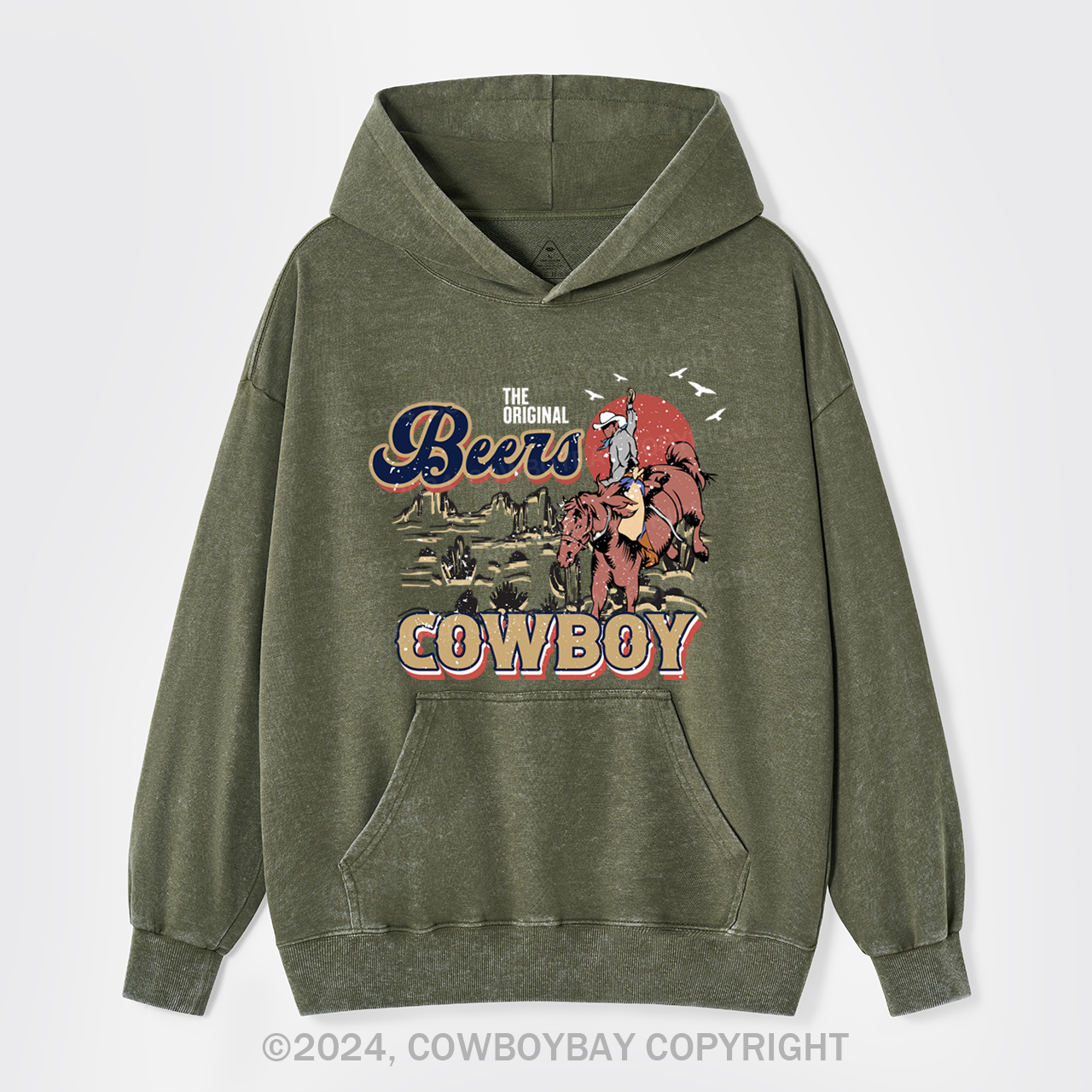 Beers Cowboy On The Wilderness Garment-Dye Hoodies