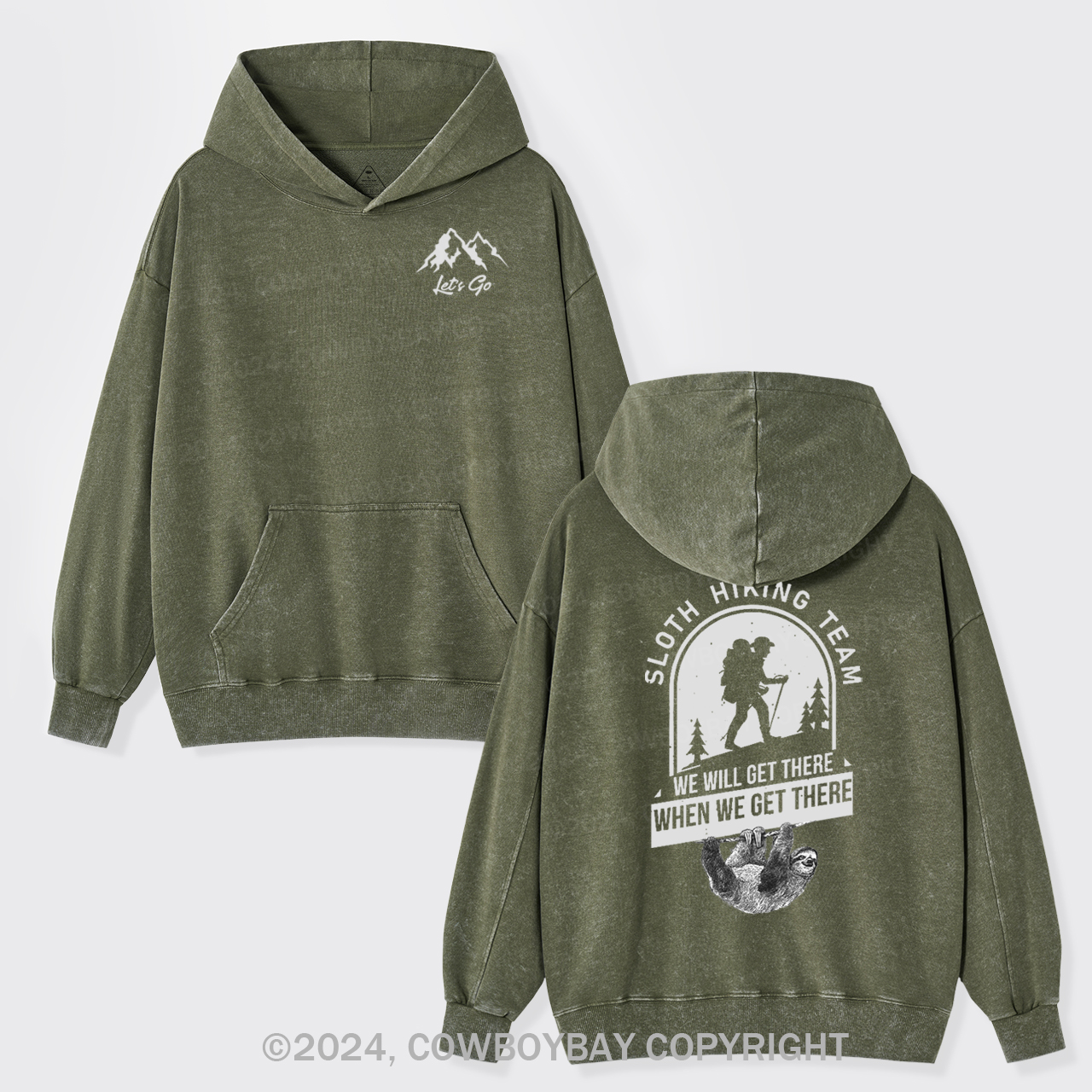 Sloth Hiking Garment-Dye Hoodies