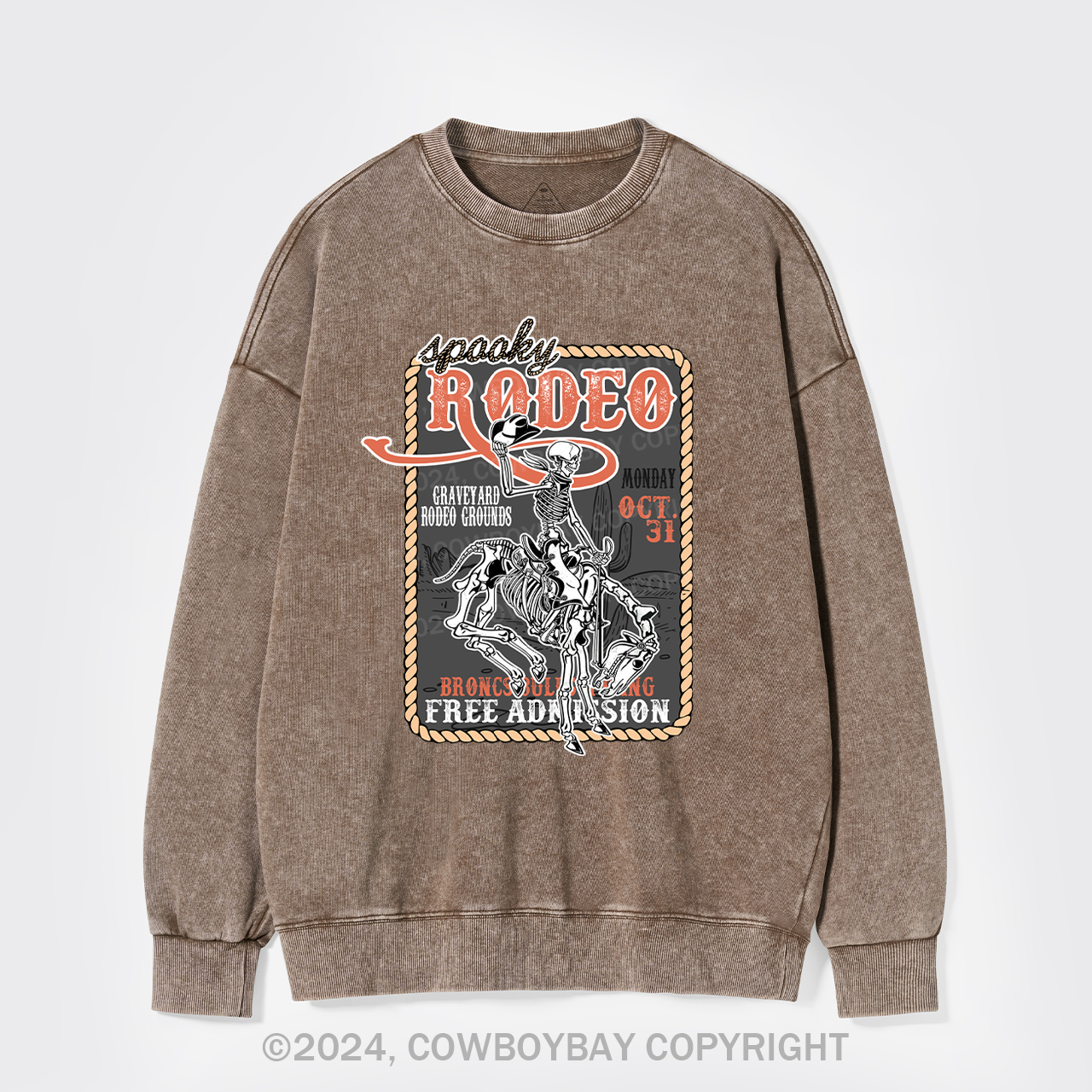 Funny Skeletons In Weird Rodeo Washed Sweatshirts