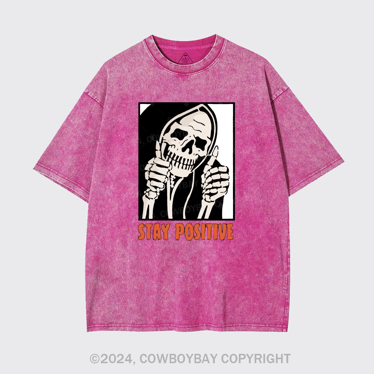 Stay Positive Skeleton Garment-dye Tees