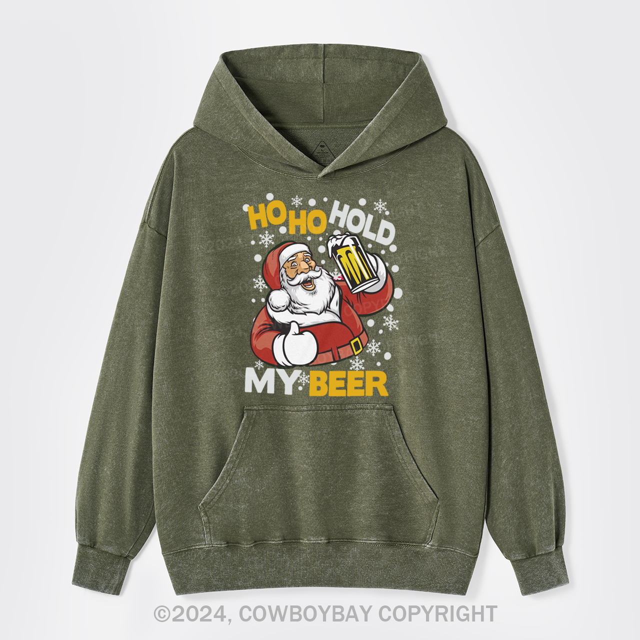 Ho Ho Hold My Beer Garment-Dye Hoodies