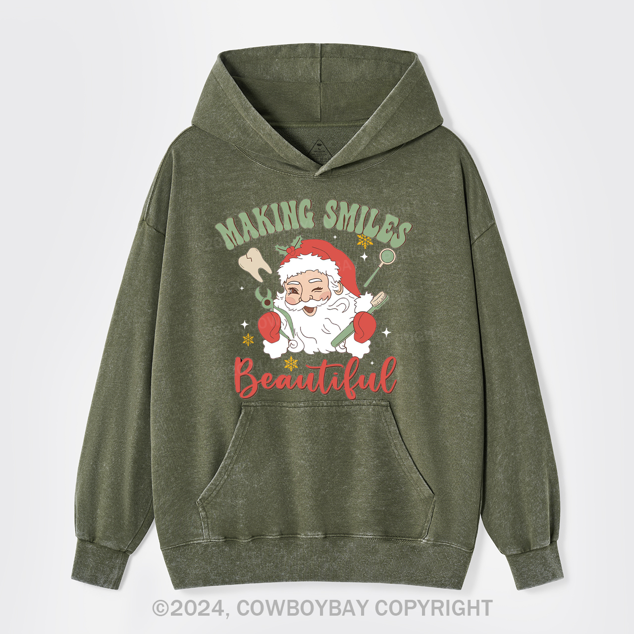 Making Smiles Santa Teeth Beautiful Garment-Dye Hoodies