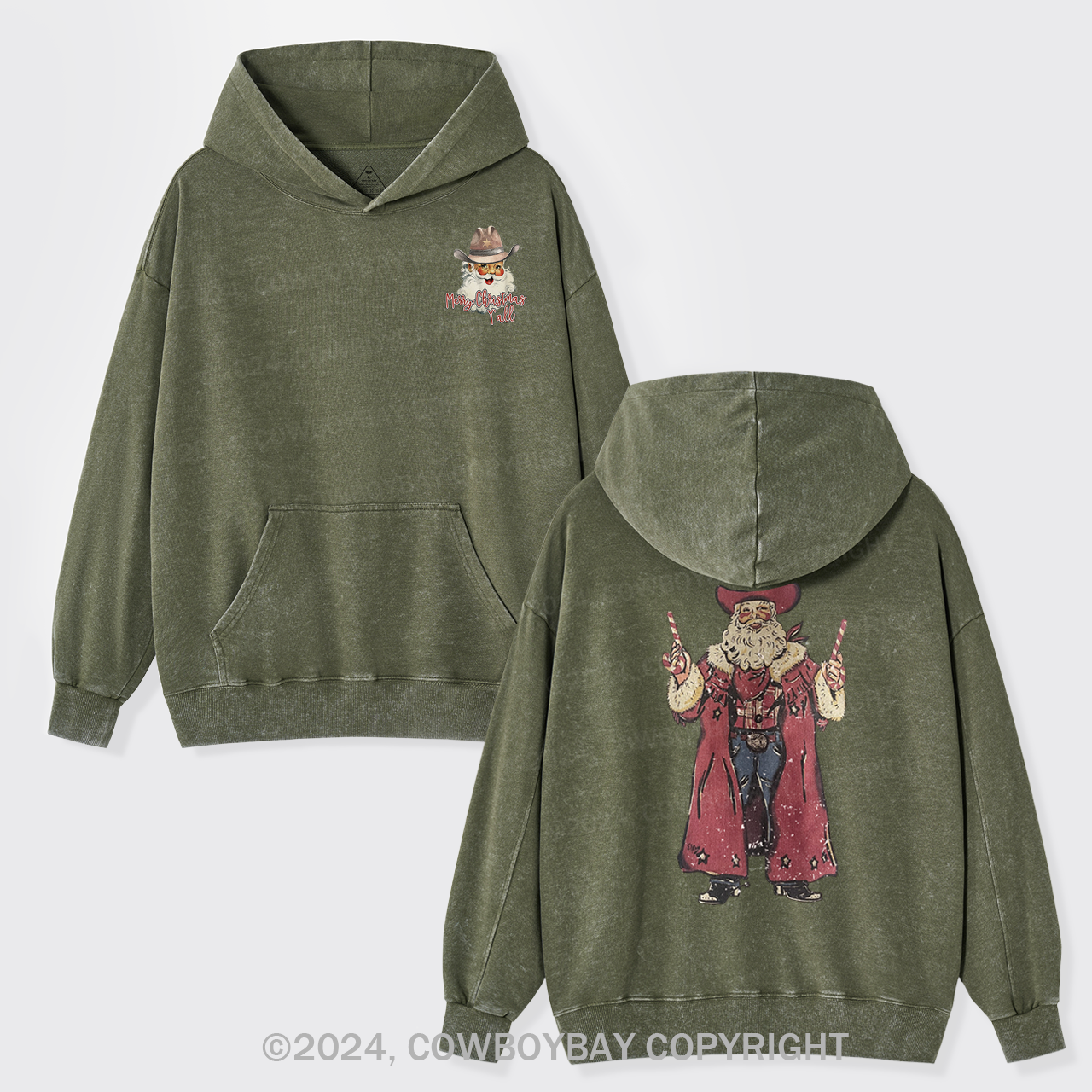 Christmas Cowboy Santa Garment-Dye Hoodies