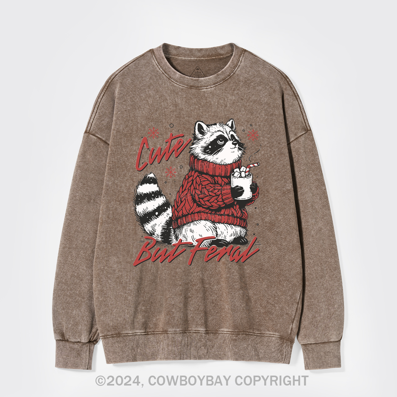 Funny Christmas Raccoon Washed Sweatshirts