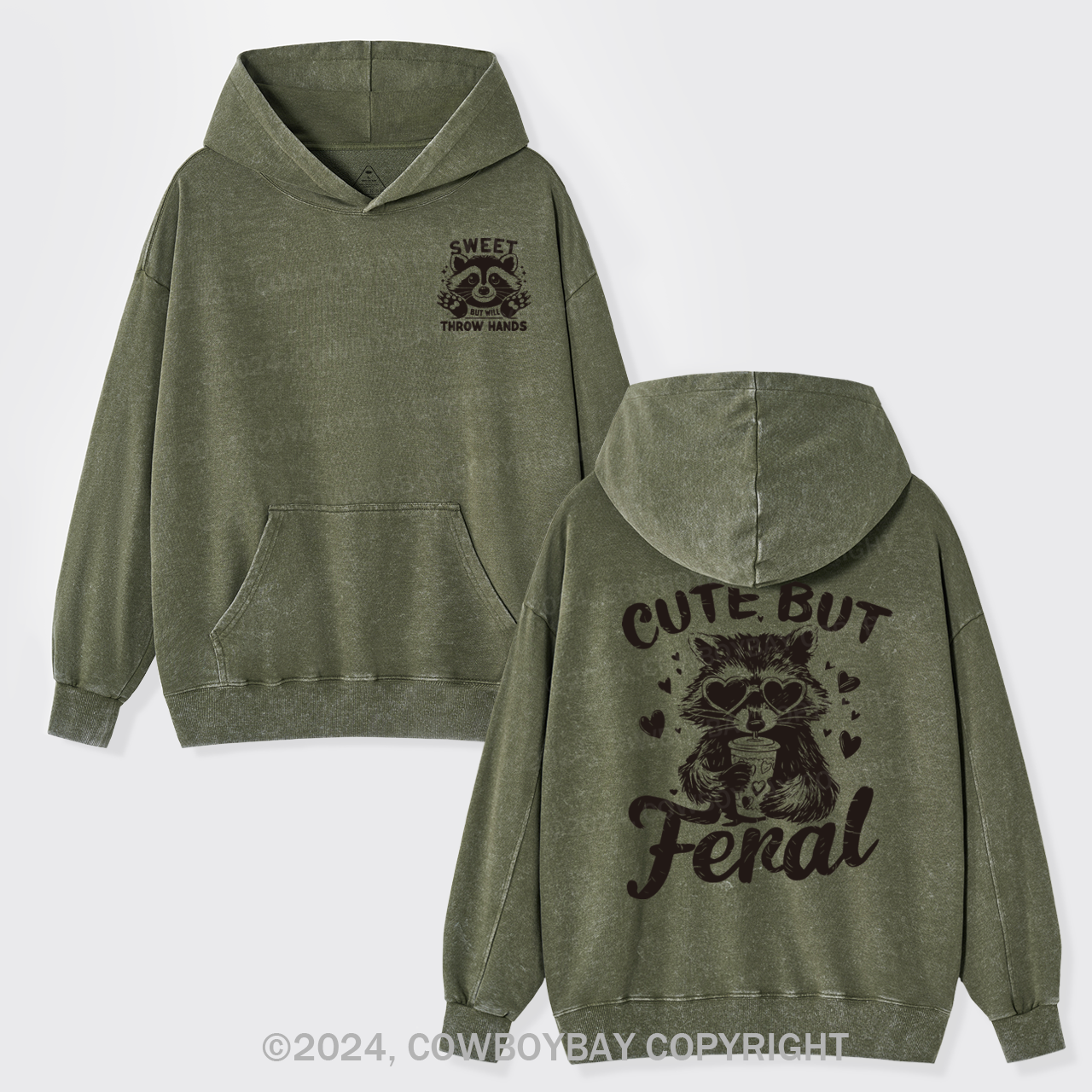 Sweet But Will Throw Hands Garment-Dye Hoodies