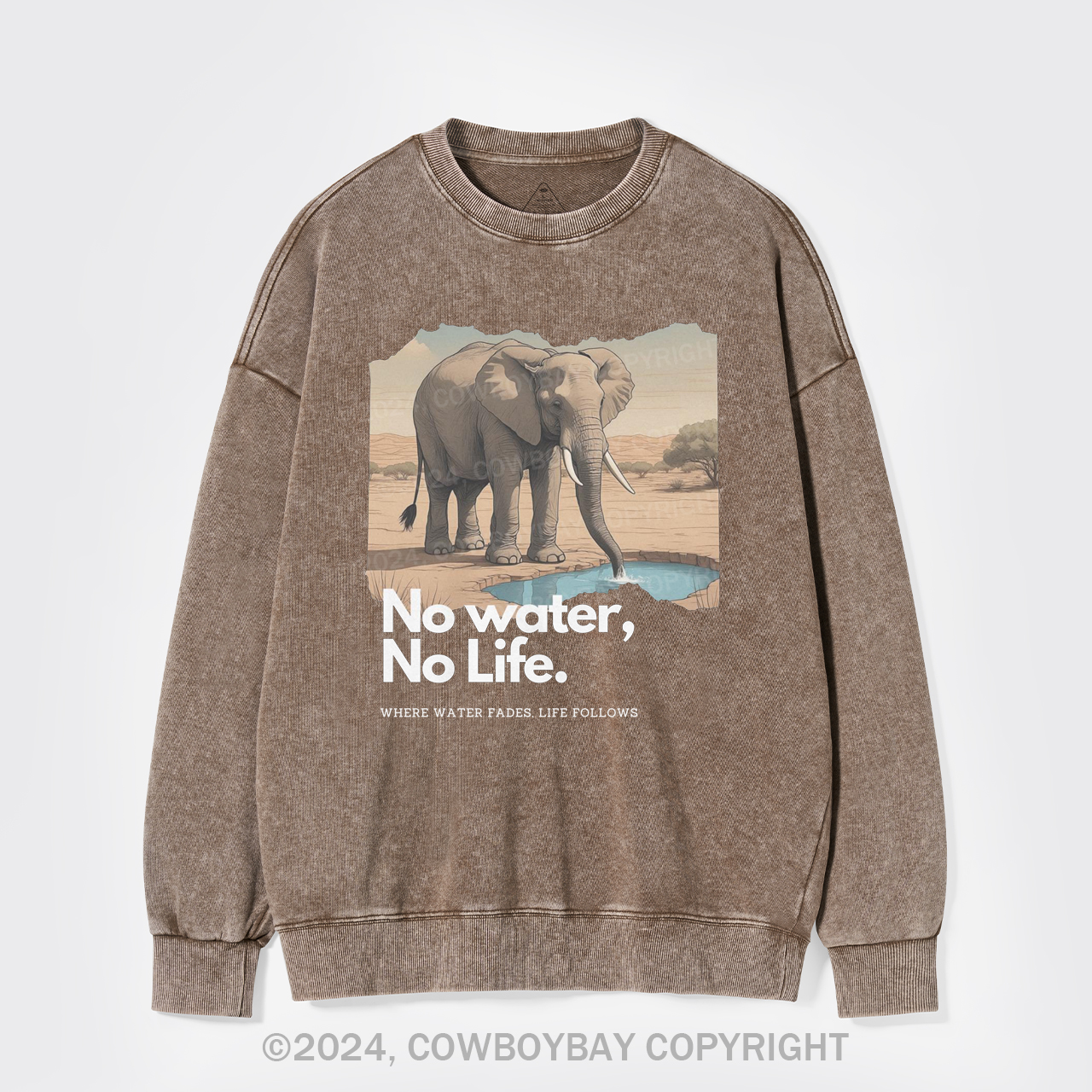 Elephant And Climate Change Protest Washed Sweatshirts
