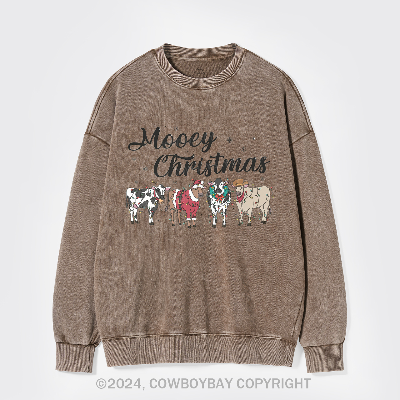 Cow Christmas Washed Sweatshirts