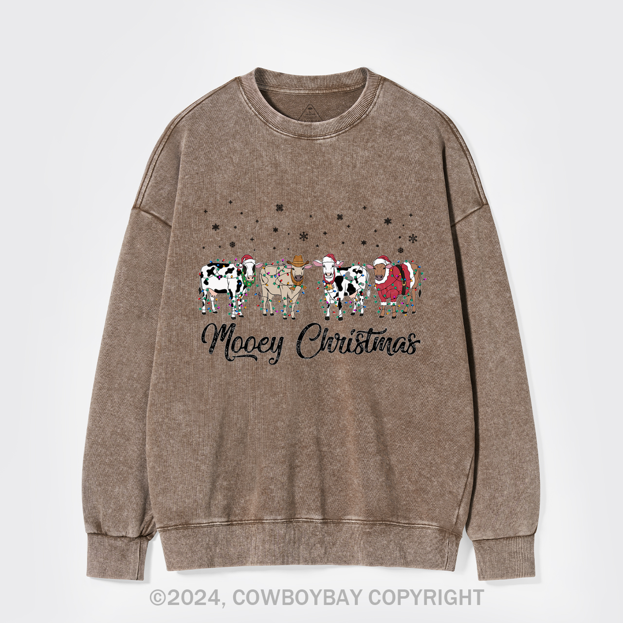 Christmas Cow Washed Sweatshirts