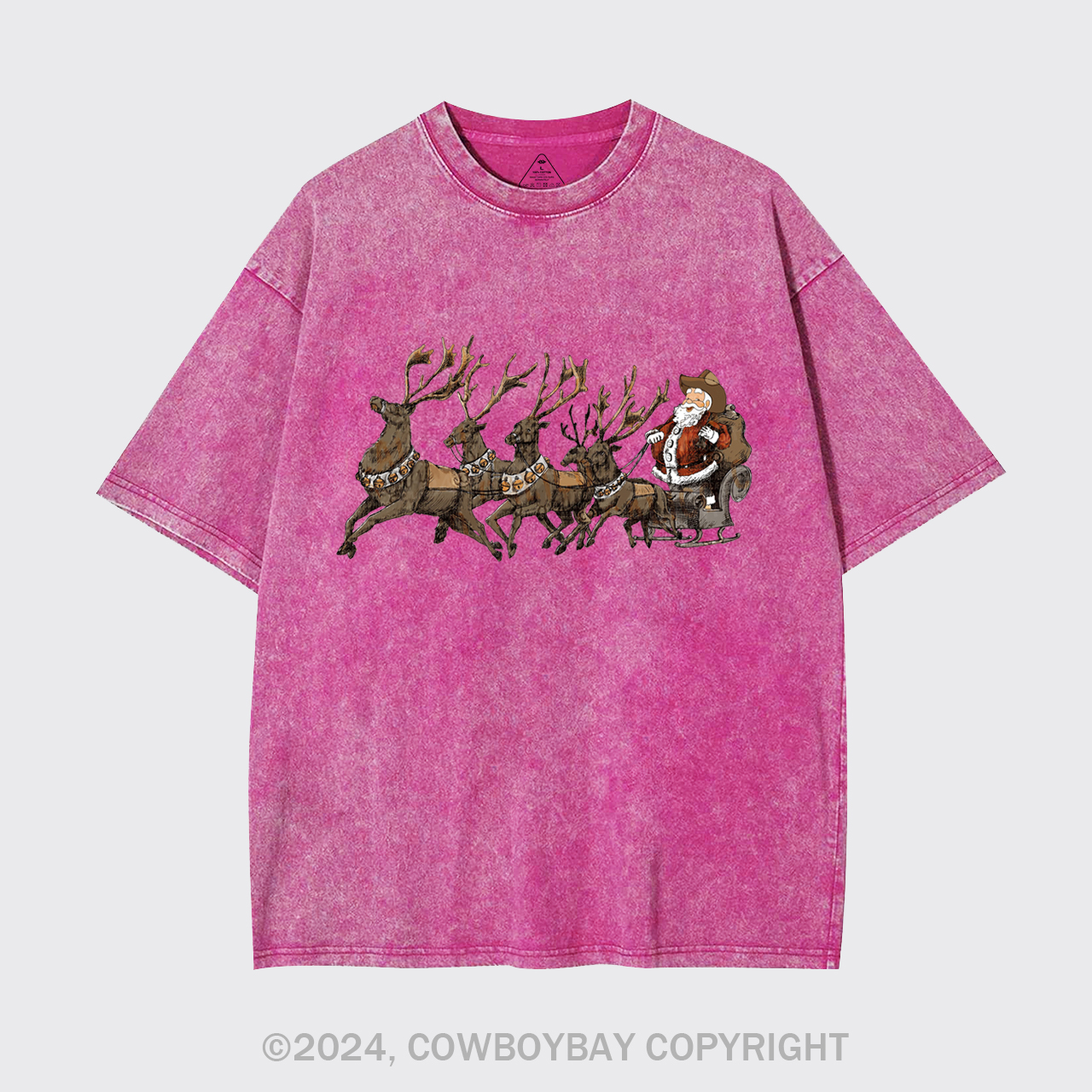 Cowboy Santa With Reindeer Garment-dye Tees