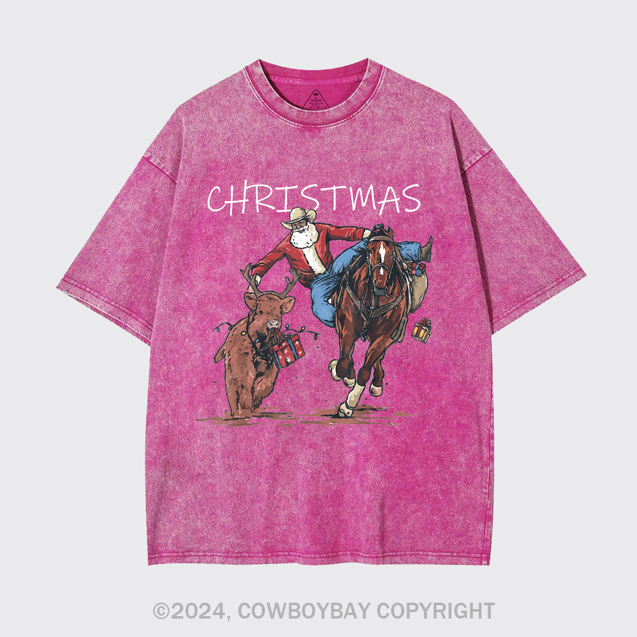 Cowboy Santa Claus Bullfight Garment-dye Tees