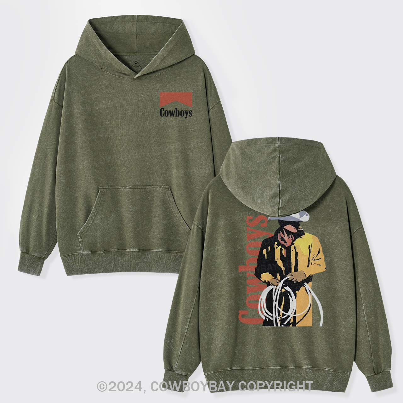 Vintage 90s Classic Cowboy Garment-Dye Hoodies