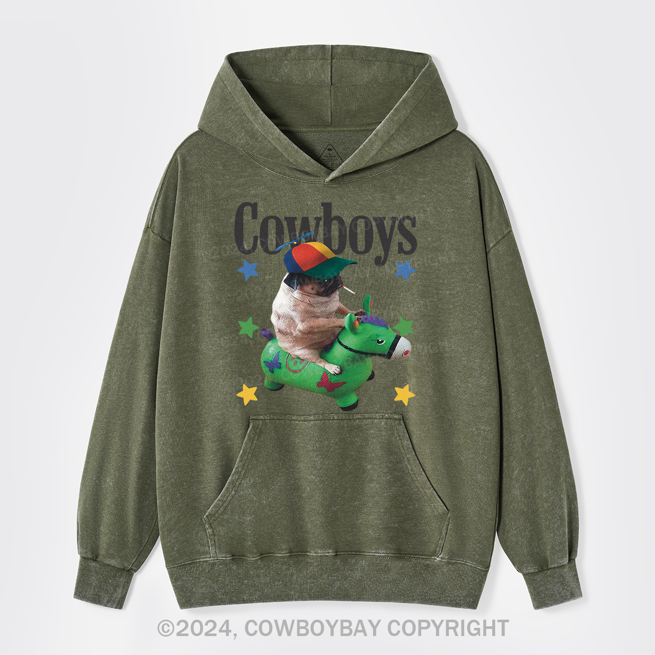 Puppy Imitation Garment-Dye Hoodies