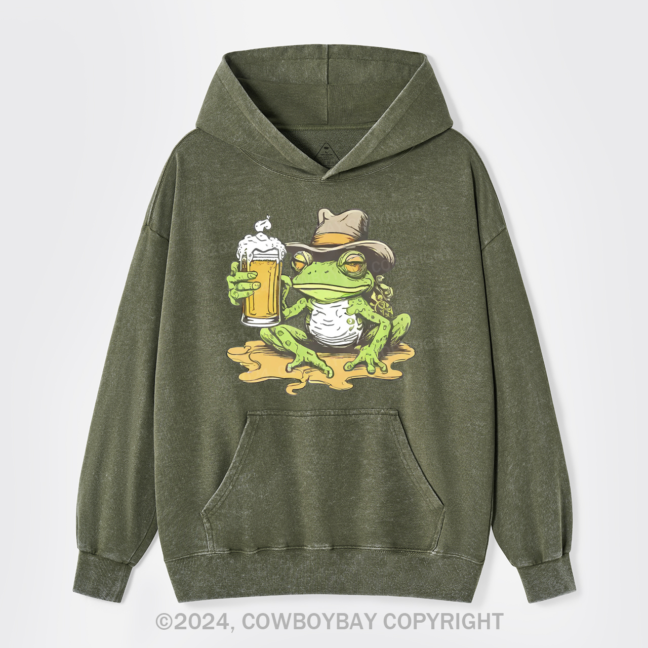 Frog And Beer Garment-Dye Hoodies