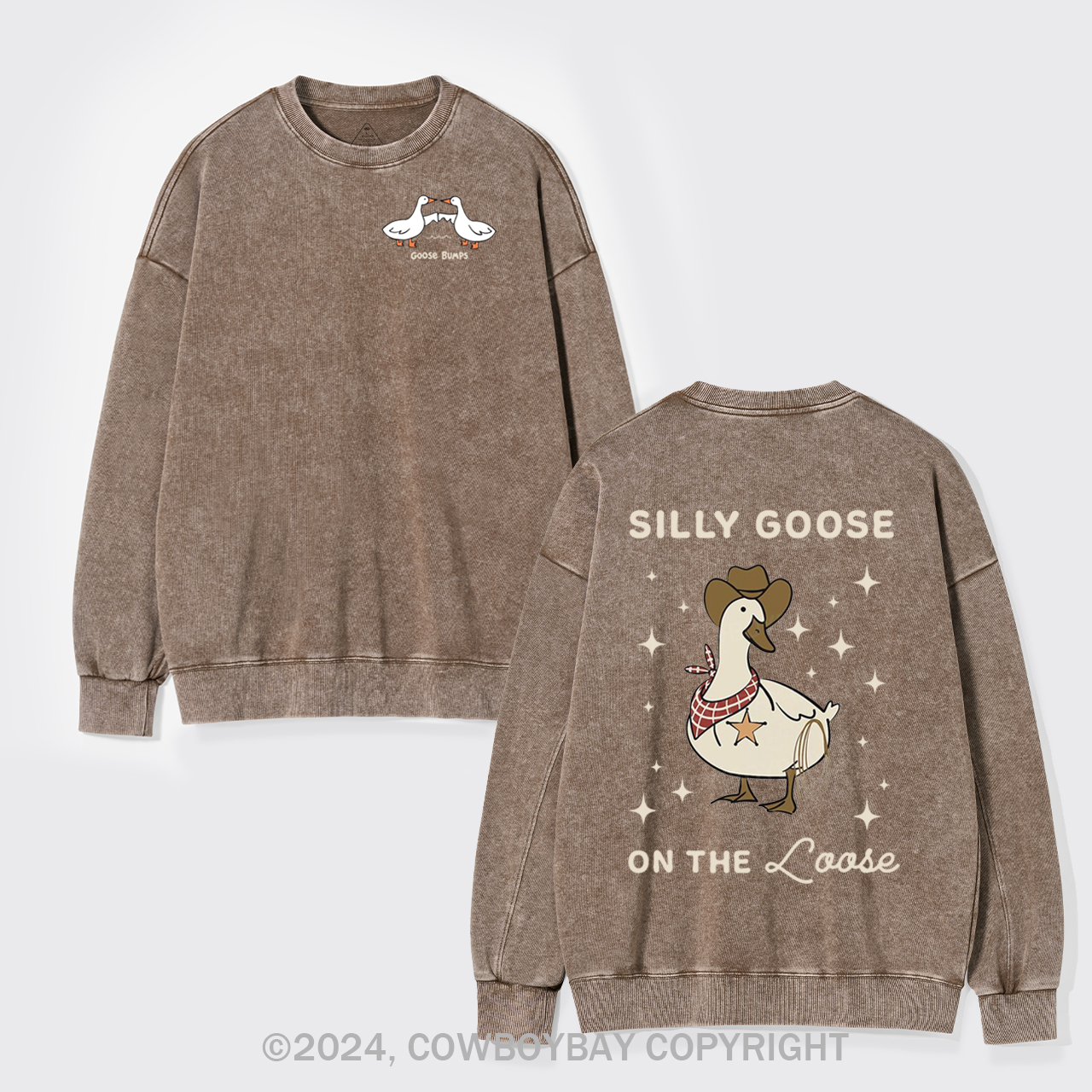 Retro Silly Goose On The Loose Washed Sweatshirts