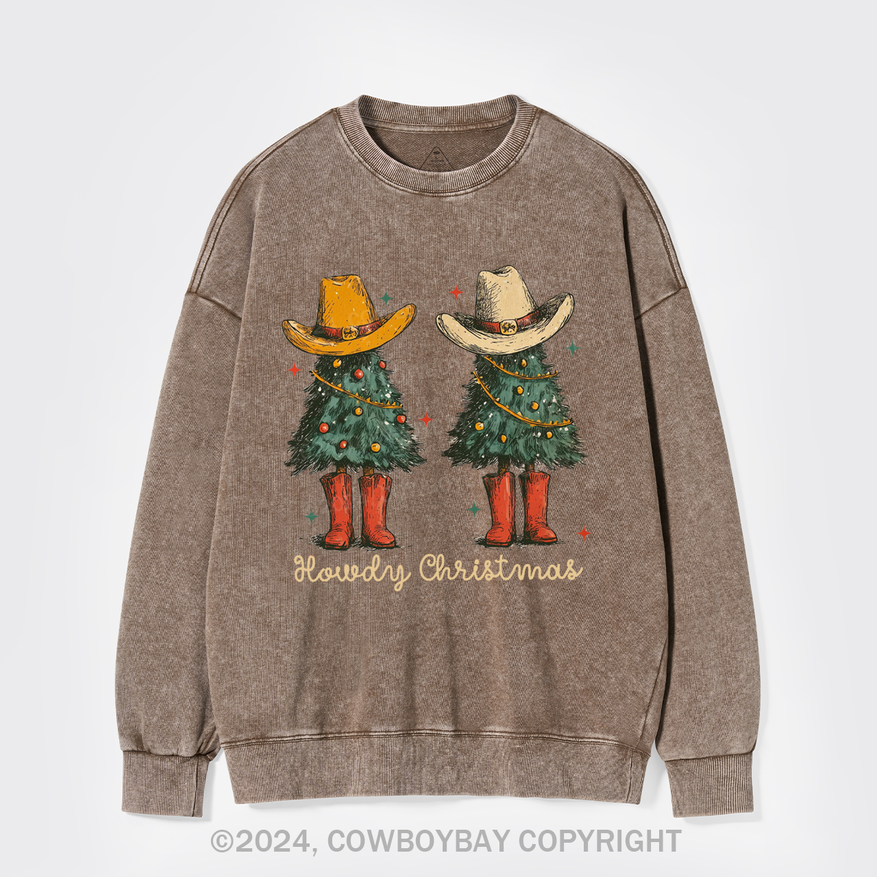 Retro Christmas Tree Washed Sweatshirts